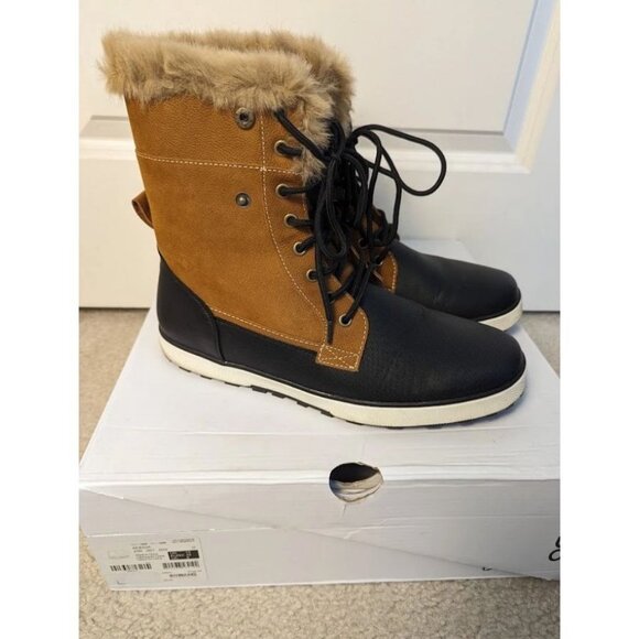 ALDO Adedia Black Brown Faux Fur Trim Boots Size 10 main image 6